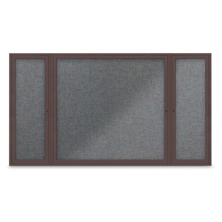 United Visual Products Indoor Enclosed Combo Board, 48"x36", Gold Frame/Grey & Ultramarine UVCB4836G-GREY-ULTMAR